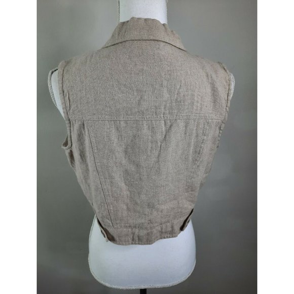 S2S Vtg Linen Boxy Crop Top Button Shirt Medium - Picture 7 of 9